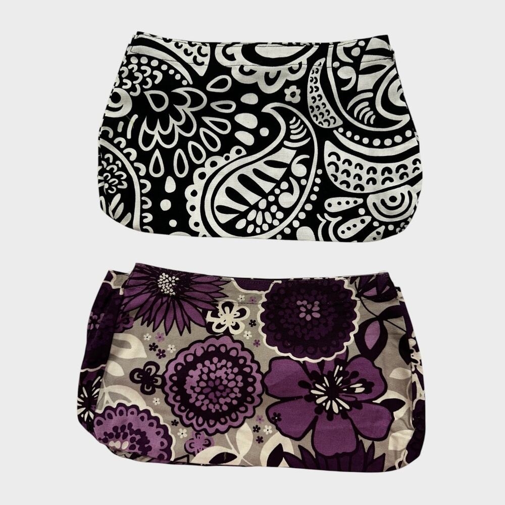 Lot of 2 Thirty-One Suite Skirt Purse Skirts Black White Paisley Purple Floral